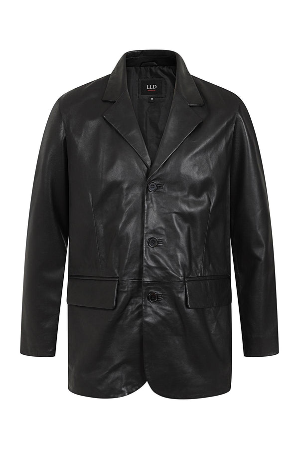 Men's Real Genuine Leather Classic 3 Button Jacket Blazer - MICHAEL -1502 - London Leathers Direct